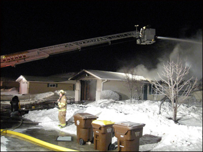 Savage minnesota firefighter, townhouse fire, savage ladder 81, aerial platform