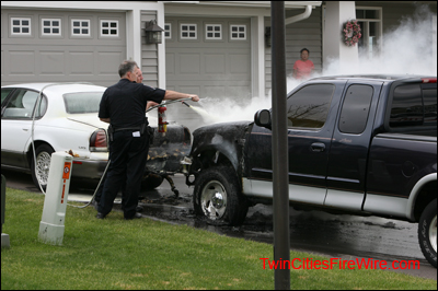 Cottage Grove Fire, Cottage Grove Police, Car Fire, Minnesota, Extinguisher, Pickup, Twin Cities Fire Wire